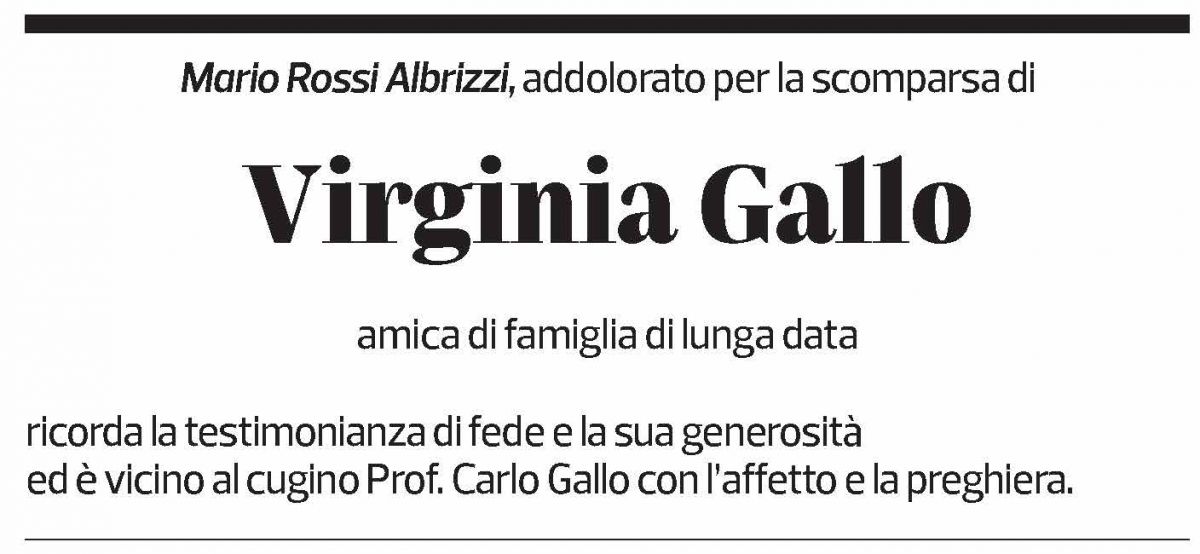 Annuncio funebre Virginia Gallo
