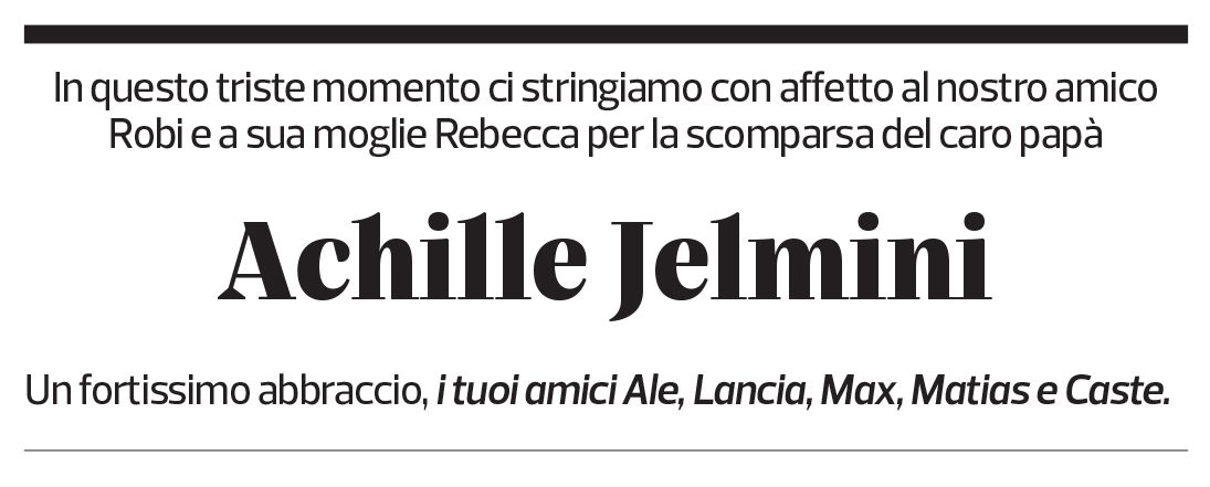 Annuncio funebre Achille Jelmini