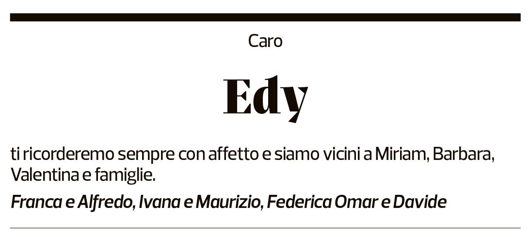 Annuncio funebre Edy Pessina