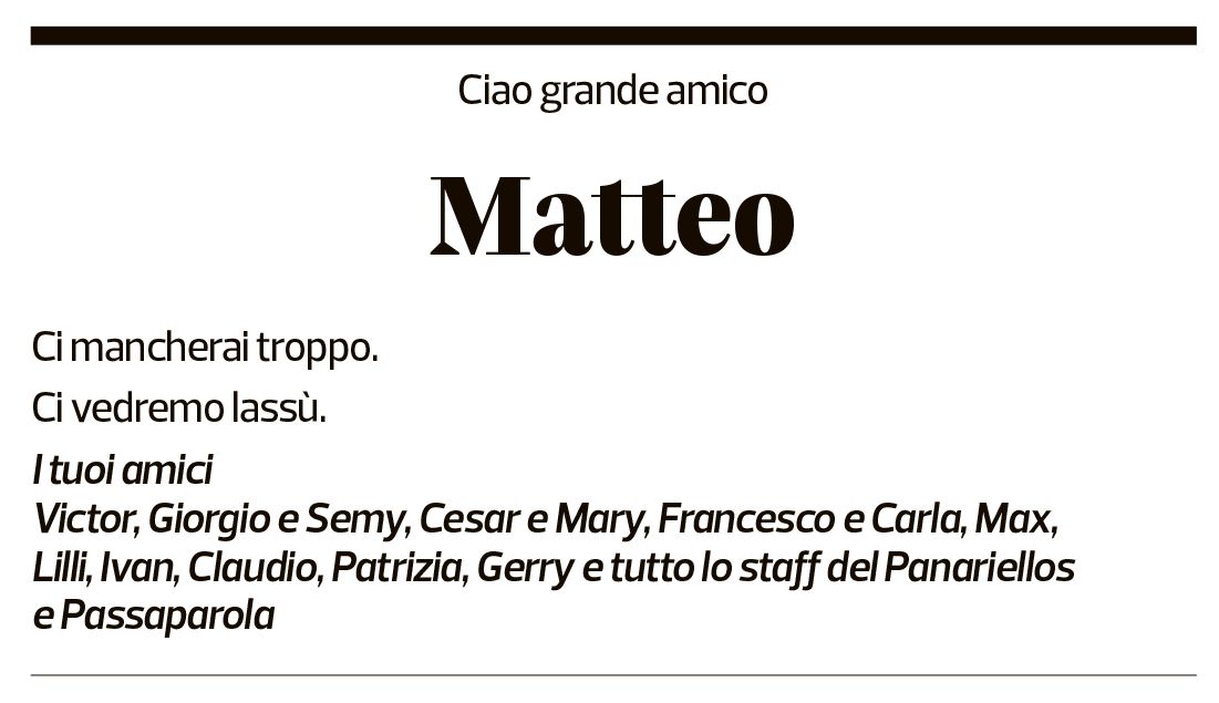 Annuncio funebre Matteo Cipriano