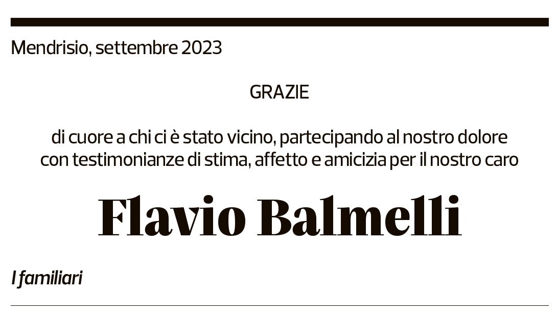 Annuncio funebre Flavio Balmelli