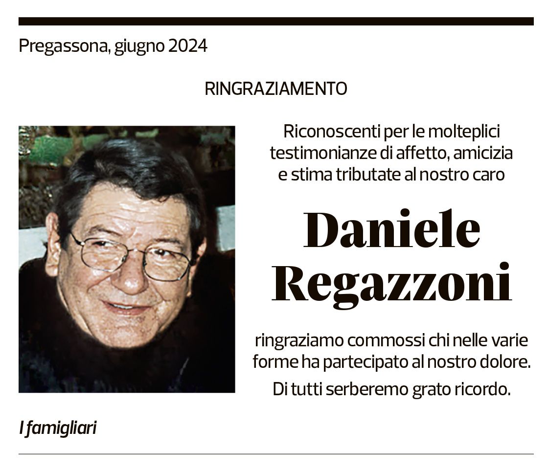 Annuncio funebre Daniele Regazzoni