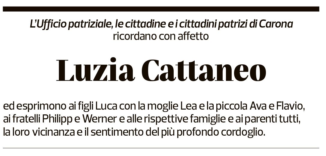 Annuncio funebre Luzia Cattaneo