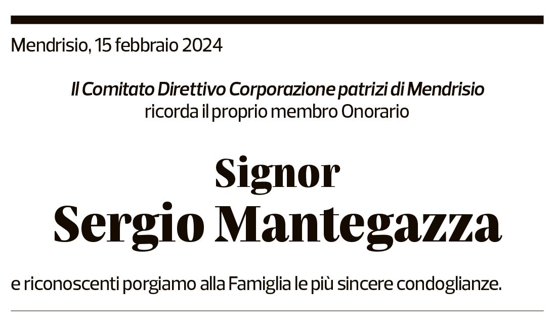 Annuncio funebre Sergio Mantegazza