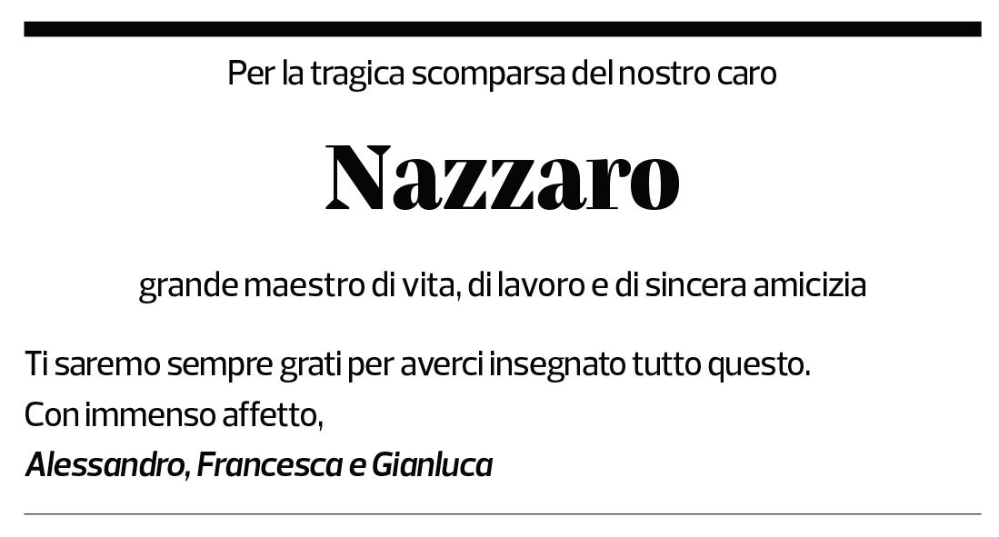 Annuncio funebre Nazzaro Belli