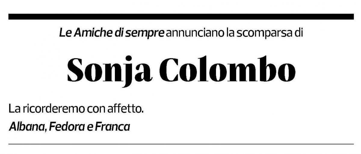 Annuncio funebre Sonja Colombo