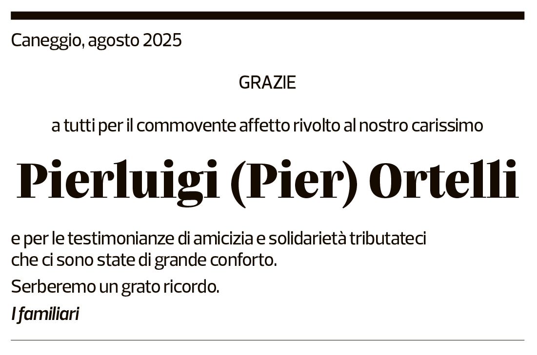 Annuncio funebre Pierluigi Ortelli