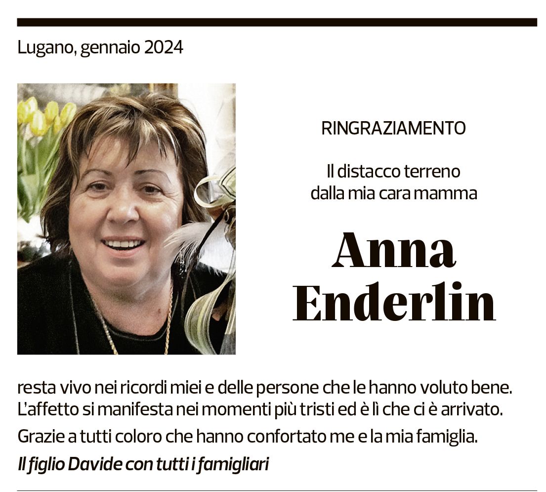 Annuncio funebre Anna Enderlin