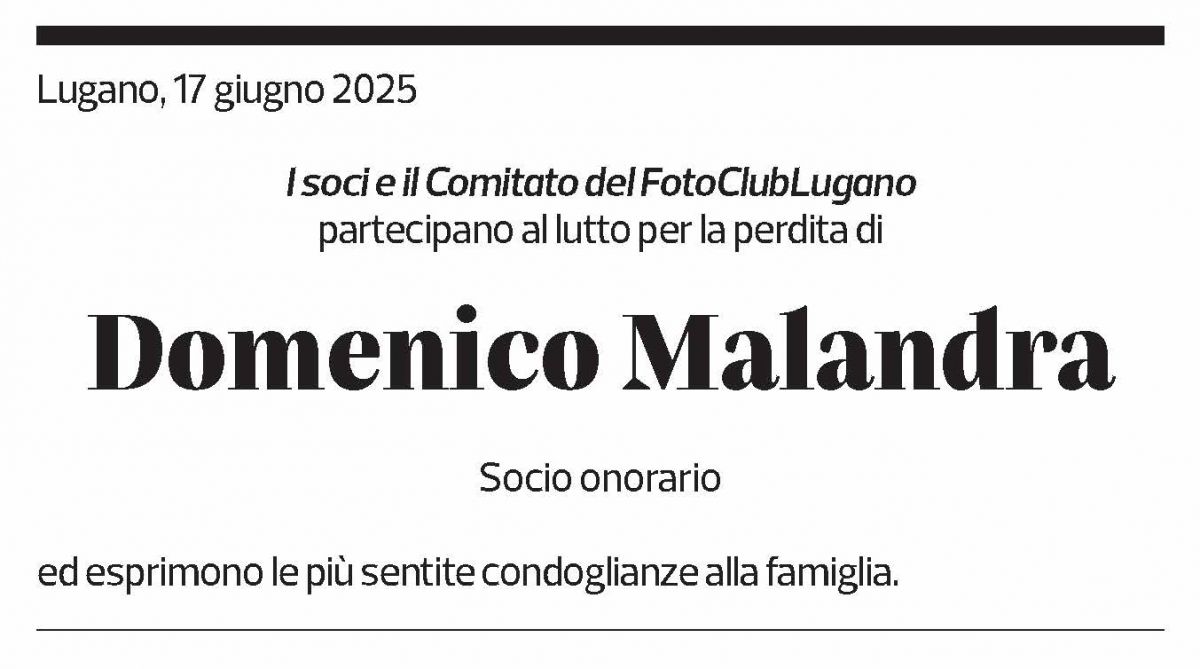 Annuncio funebre Domenico Malandra