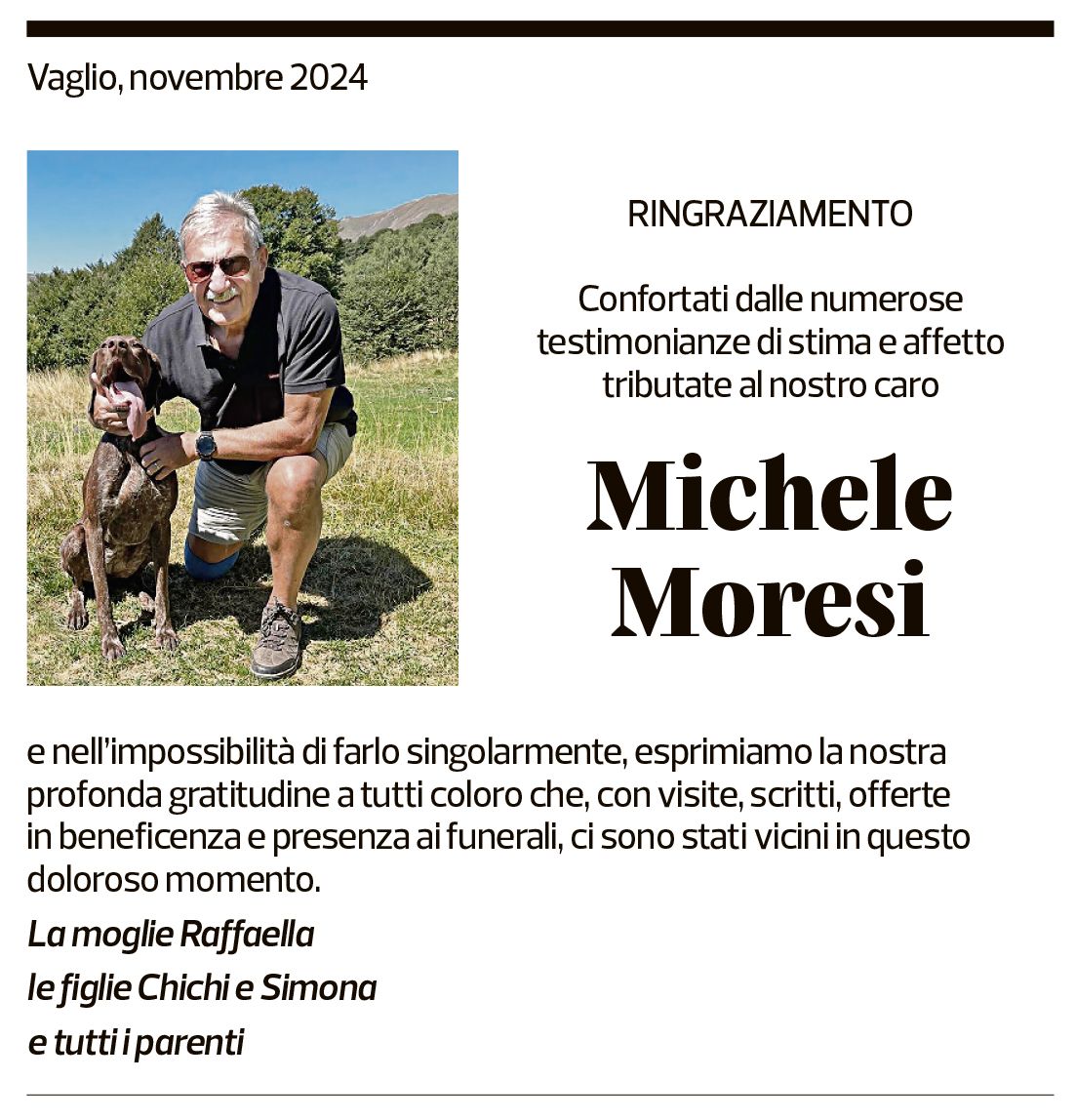 Annuncio funebre Michele Moresi