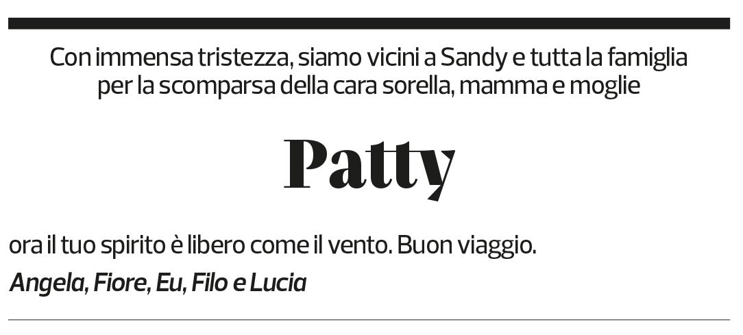 Annuncio funebre Patricia Nicole Altermatt Bordoli