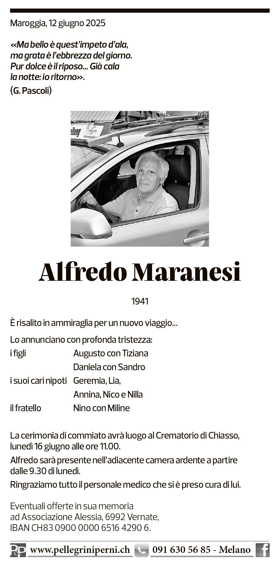 Annuncio funebre Alfredo Maranesi