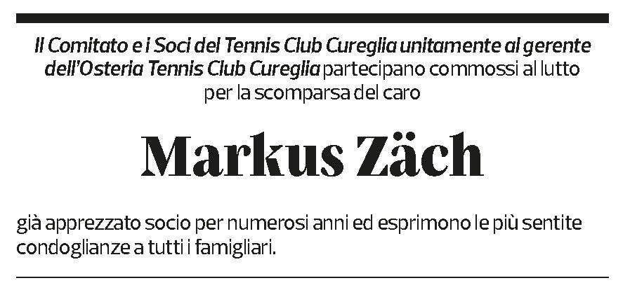 Annuncio funebre Markus Zäch