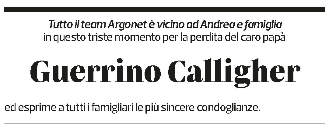 Annuncio funebre Guerrino Calligher