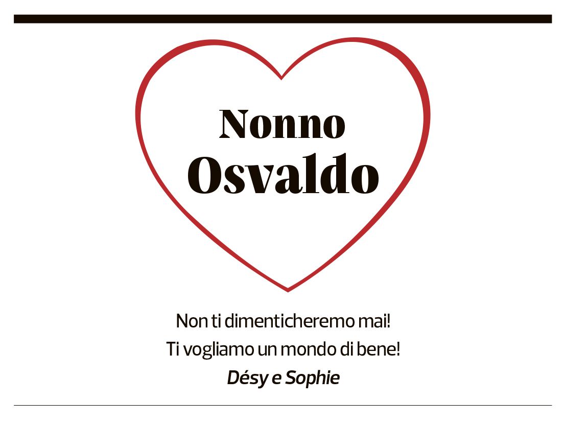 Annuncio funebre Osvaldo Kühne
