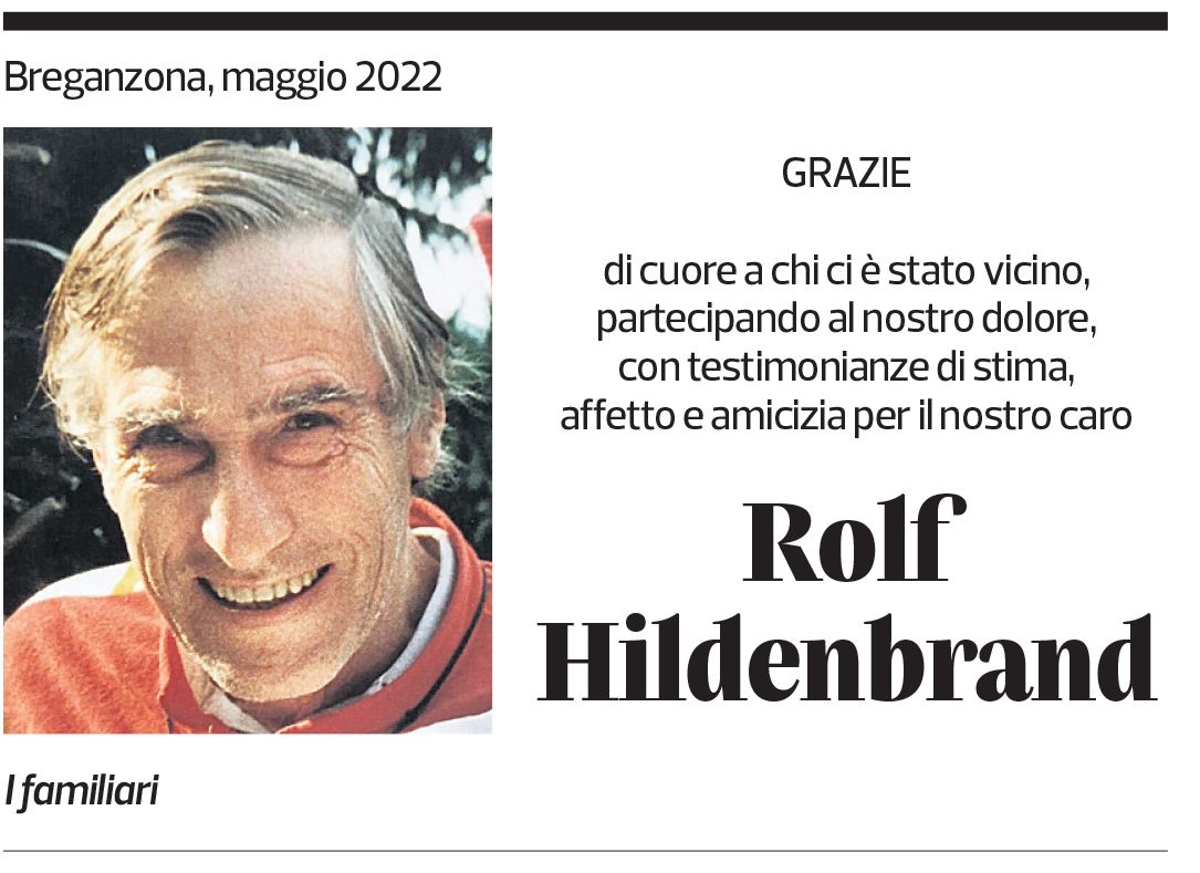 Annuncio funebre Rolf Hildenbrand