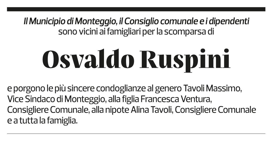 Annuncio funebre Osvaldo Rusponi