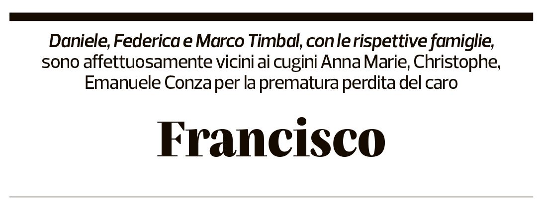 Annuncio funebre Francisco Conza