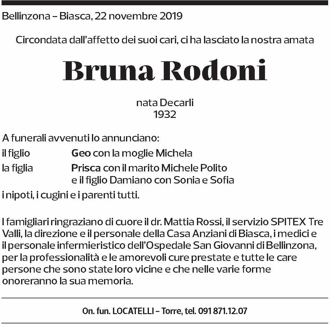 Annuncio funebre Bruna Rodoni