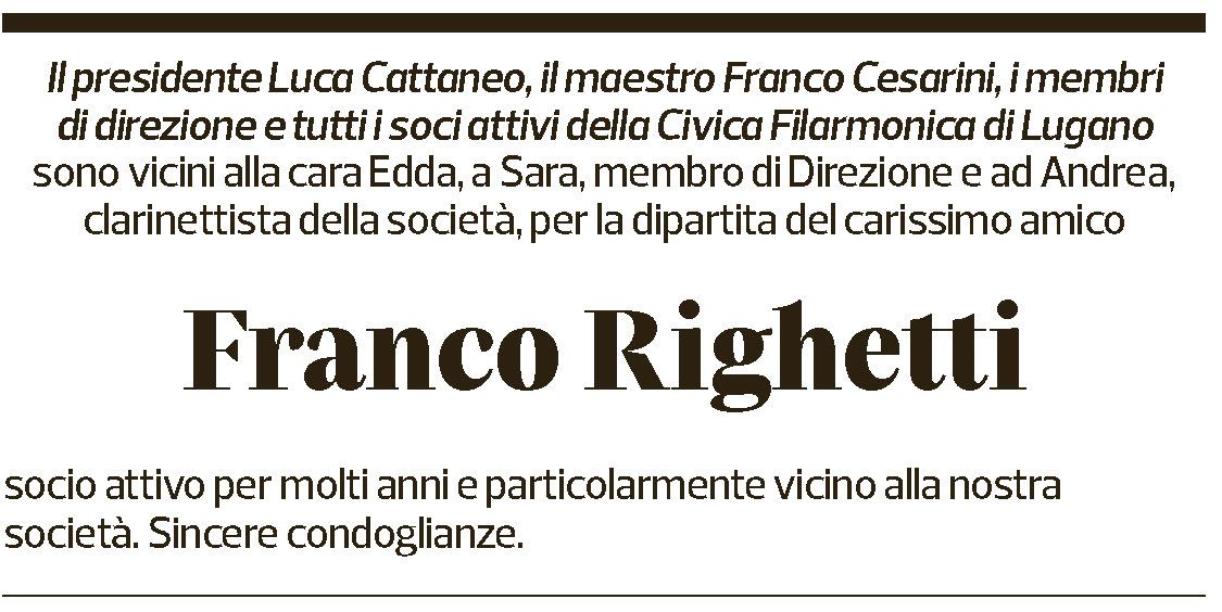 Annuncio funebre Franco Righetti