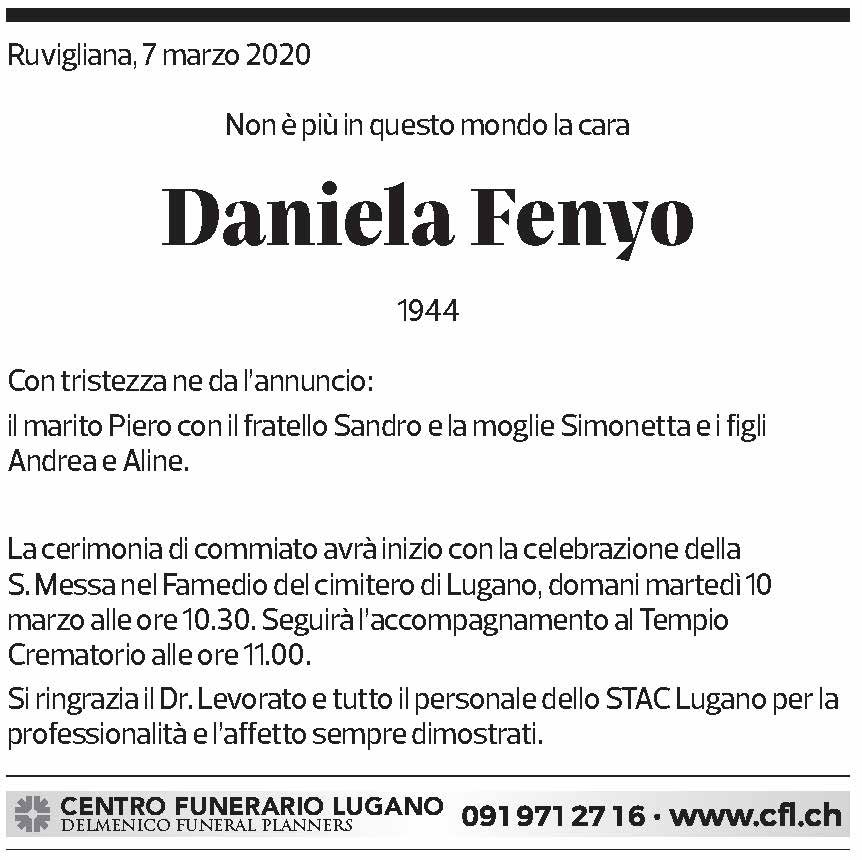 Annuncio funebre Daniela Fenyo