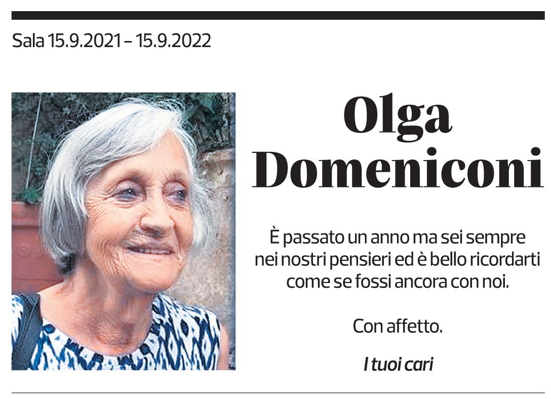 Annuncio funebre Olga Domeniconi