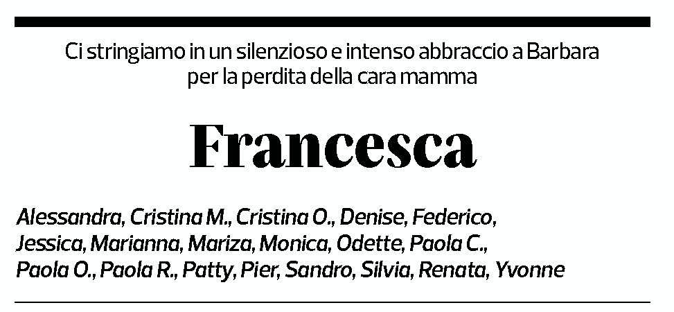 Annuncio funebre Francesca Bianchi