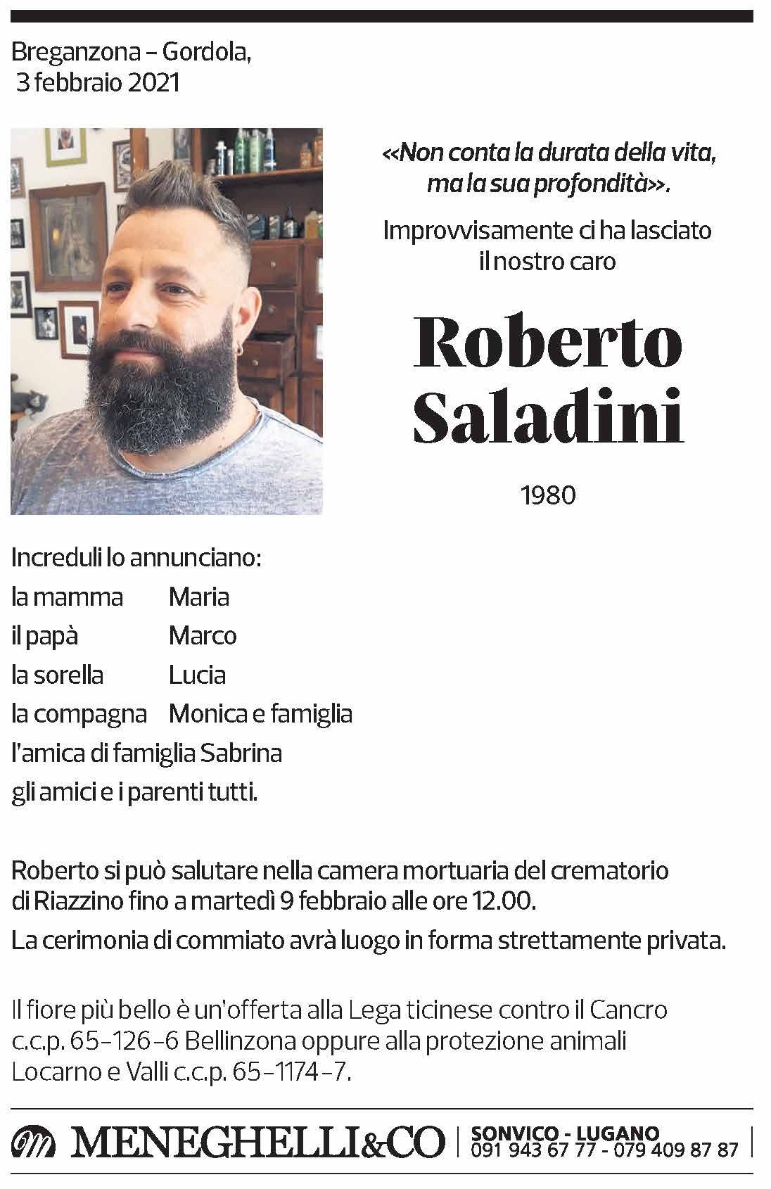 Annuncio funebre Roberto Saladini