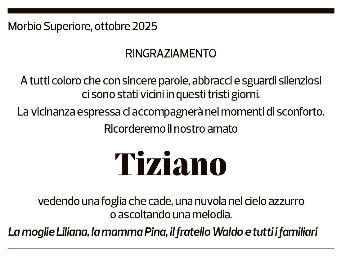 Annuncio funebre Tiziano 