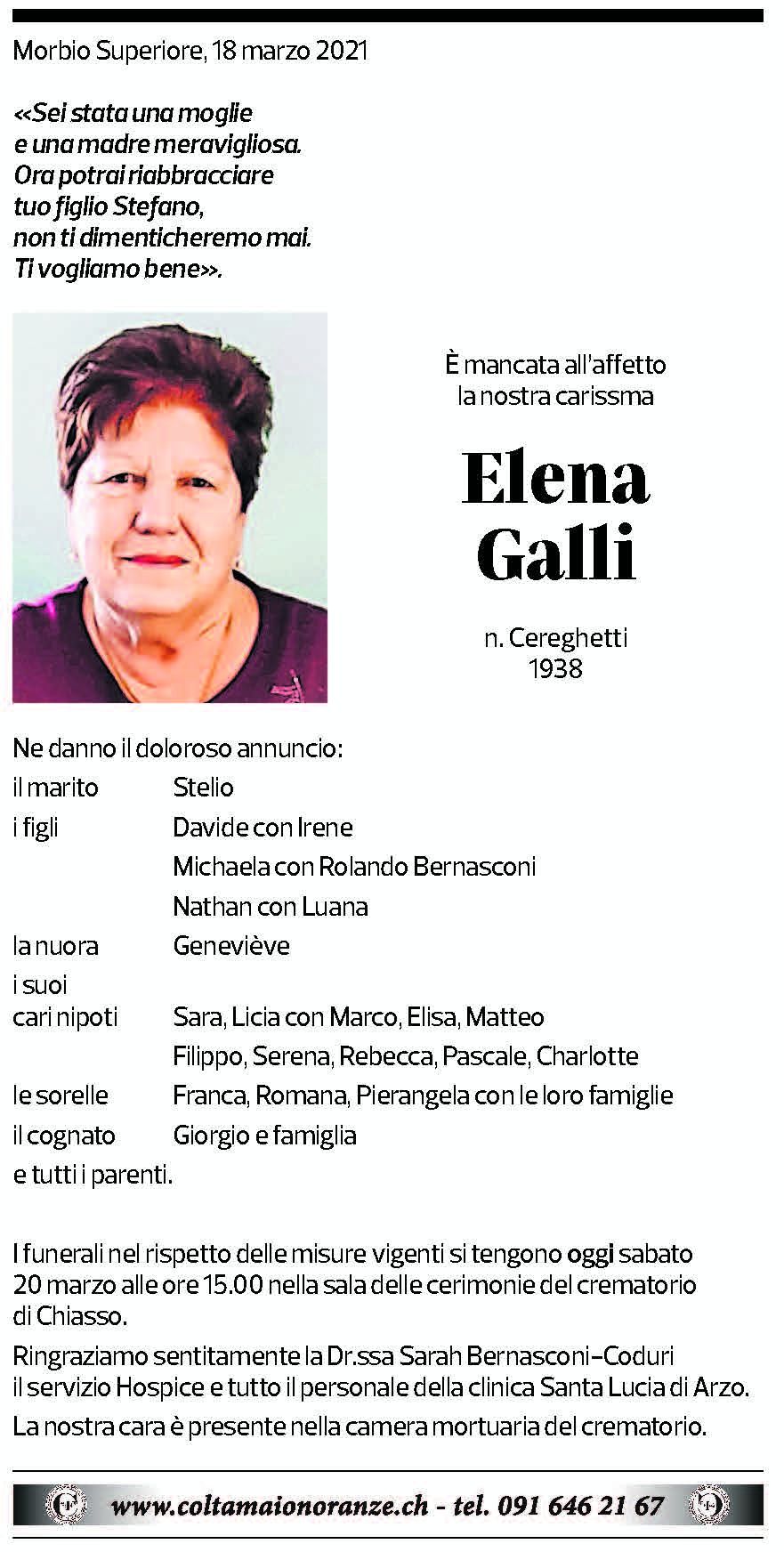 Annuncio funebre Elena Galli