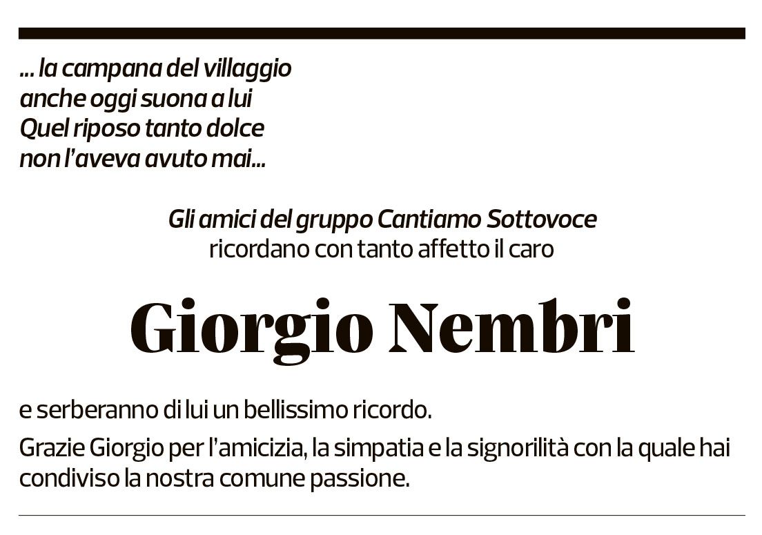 Annuncio funebre Giorgio Nembri