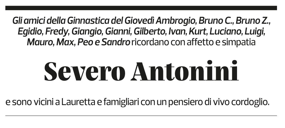 Annuncio funebre Severo Antonini