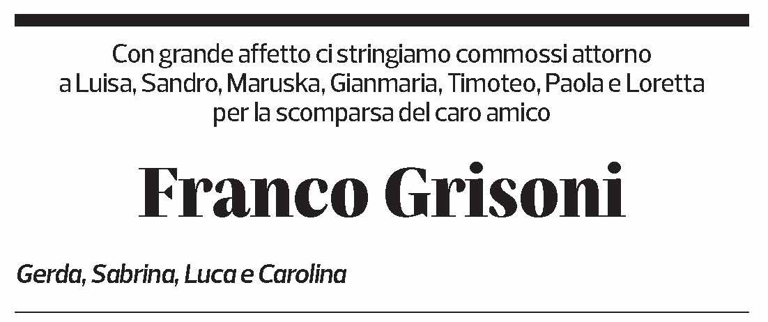 Annuncio funebre Franco Grisoni