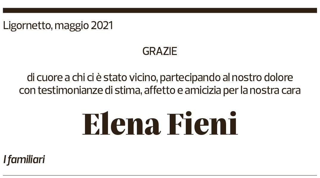 Annuncio funebre Elena Fieni