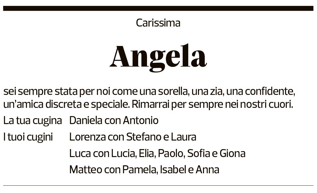 Annuncio funebre Angela Lepori