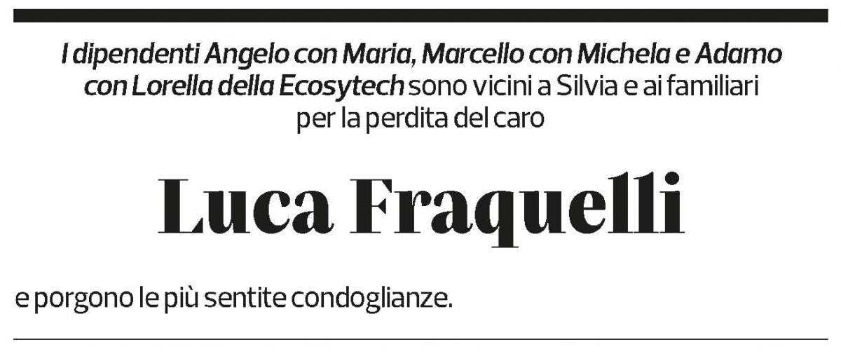 Annuncio funebre Luca Fraquelli