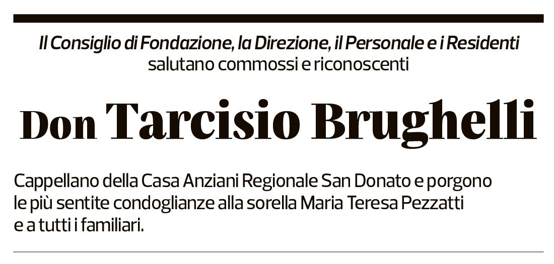 Annuncio funebre Tarcisio Brughelli