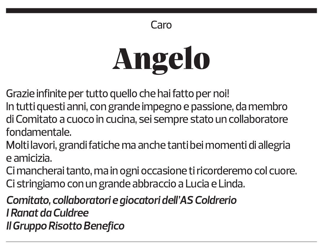 Annuncio funebre Angelo Locatelli