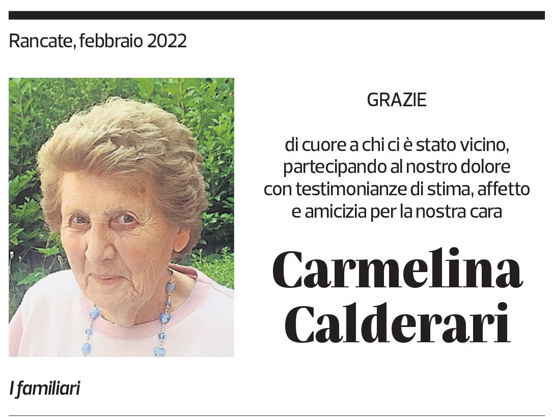 Annuncio funebre Carmelina Calderari