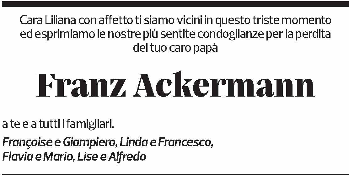 Annuncio funebre Franz Ackermann