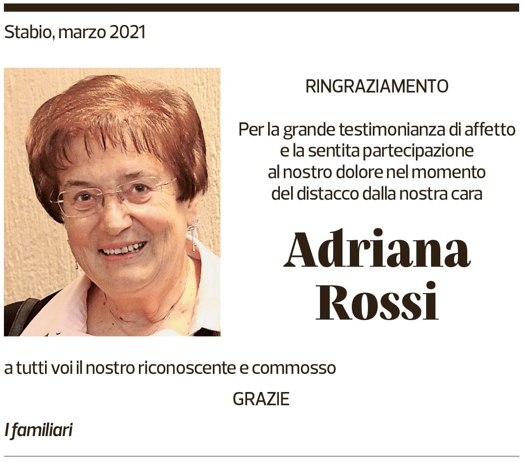 Annuncio funebre Adriana Rossi