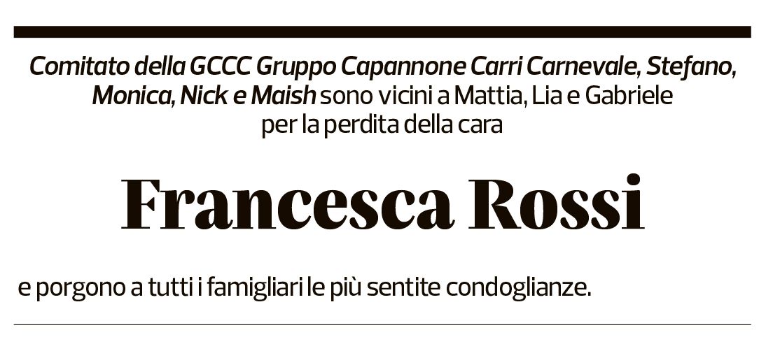 Annuncio funebre Francesca Rossi-lavizzari