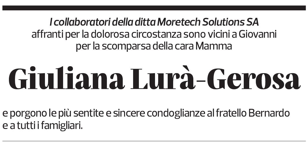 Annuncio funebre Giuliana Lurà