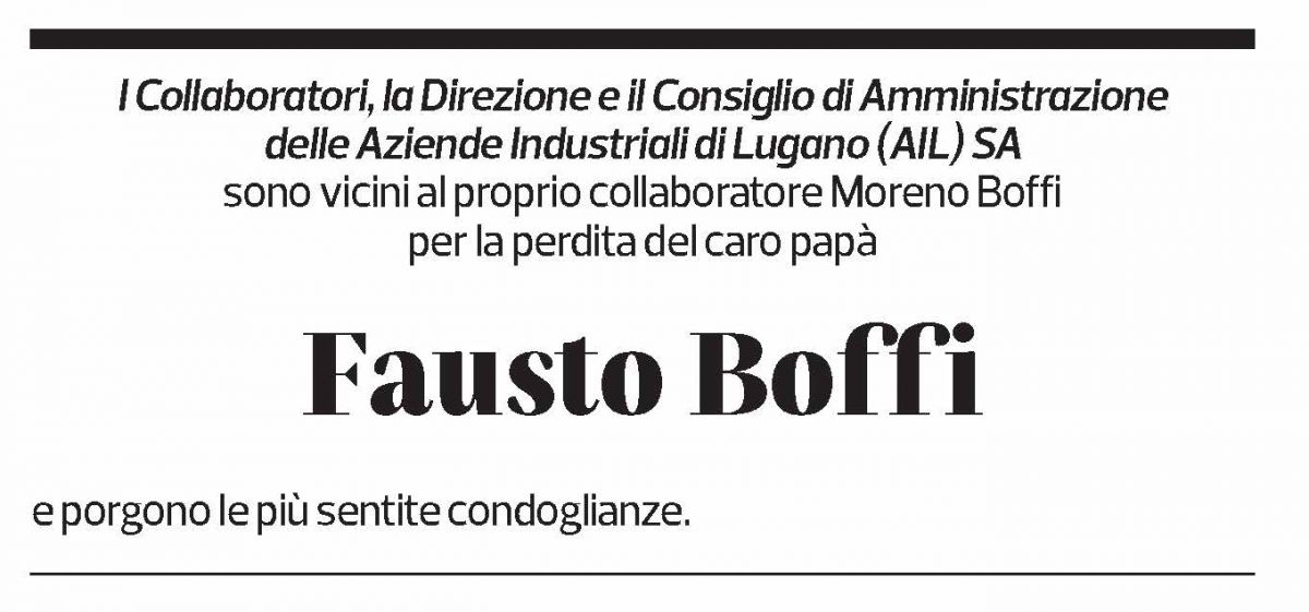 Annuncio funebre Fausto Boffi