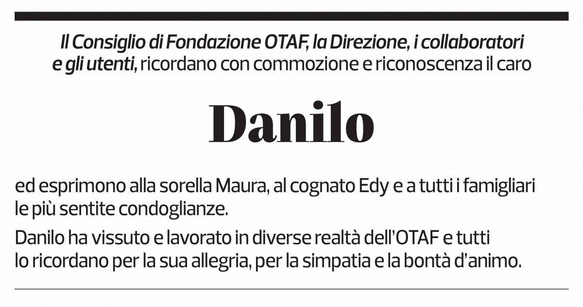 Annuncio funebre Danilo Ambrosetti
