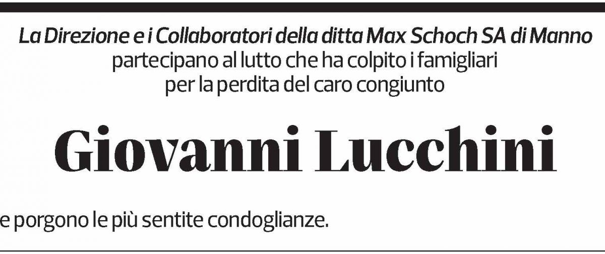 Annuncio funebre Giovanni Lucchini