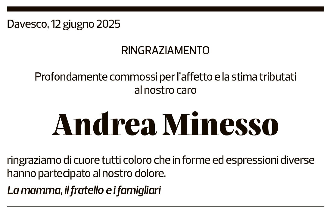 Annuncio funebre Andrea Minesso