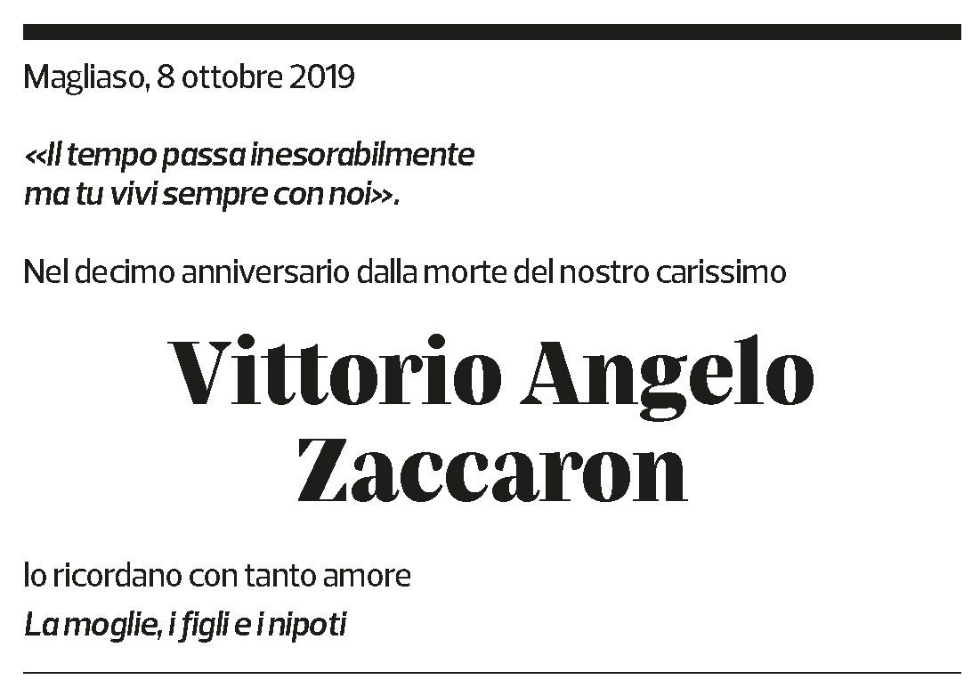 Annuncio funebre Vittorio Angelo Zaccaron