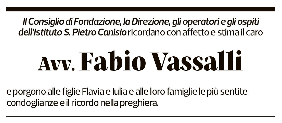 Annuncio funebre Fabio Vassalli