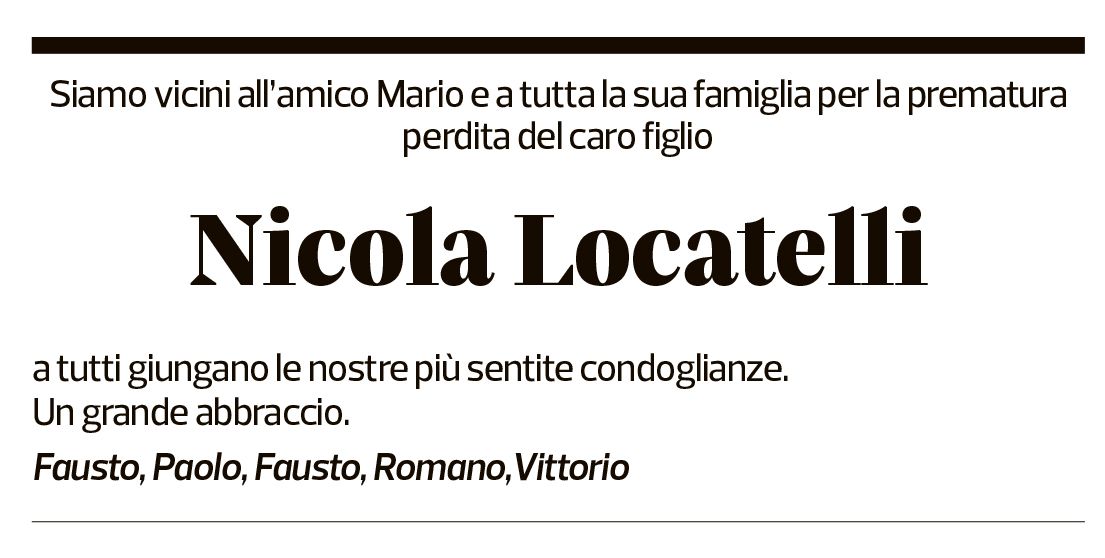 Annuncio funebre Nicola Locatelli